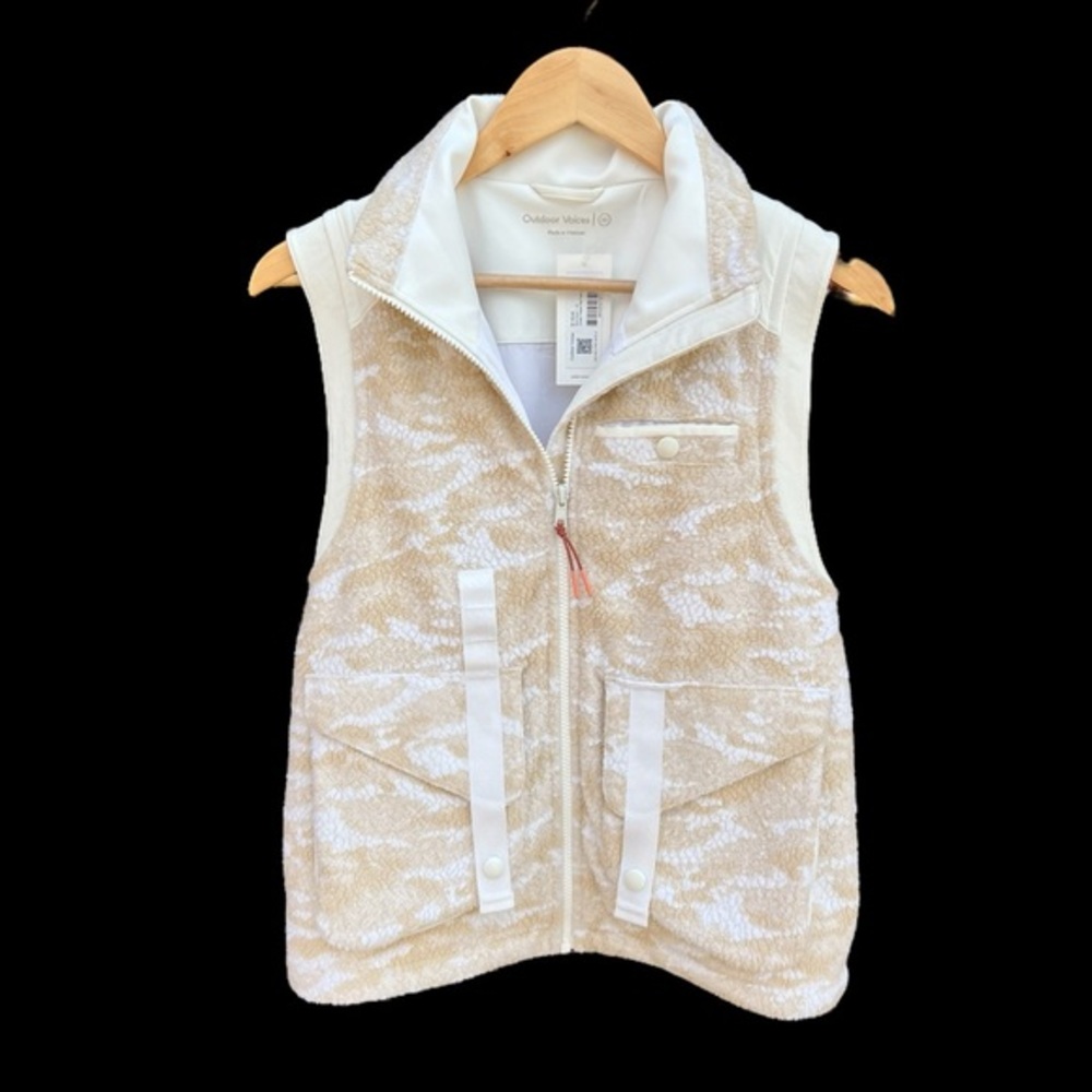 OUTDOOR VOICES PRIMO FLEECE WOMEN'S VEST CREAM WHITE NWT SPORTY EXERCISE HIKE